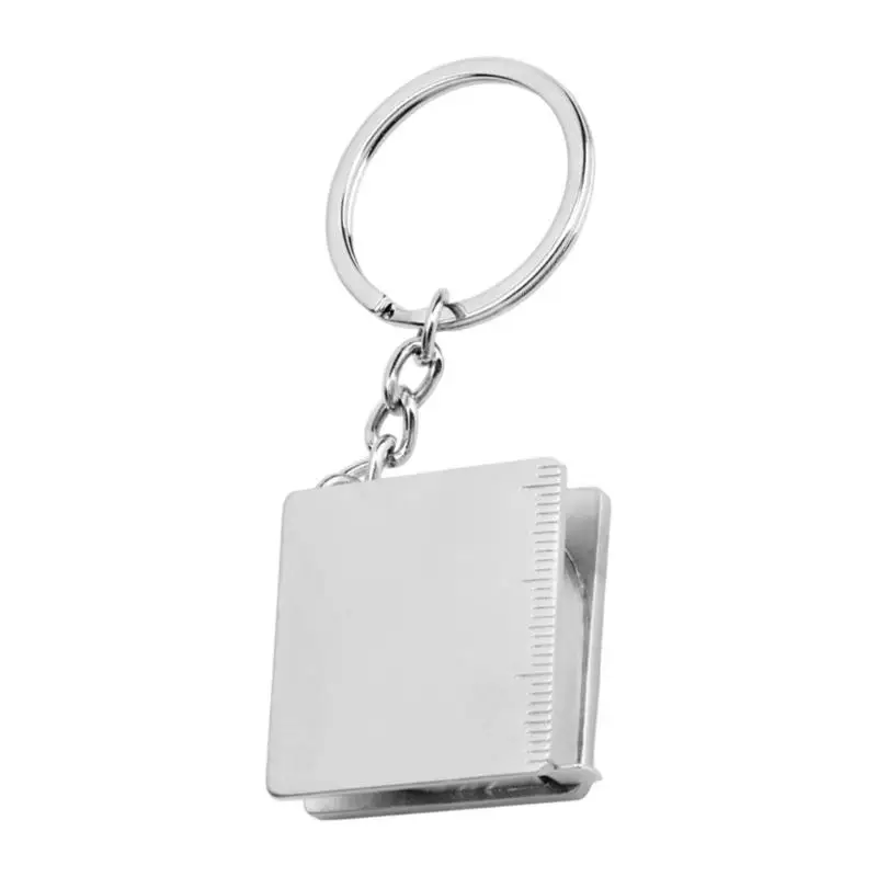 A52E Fashionable Keychain Accessory with 80cm Steel Ruler Alloy Crafted Portable Measuring Tool for Outdoor Safe Designs