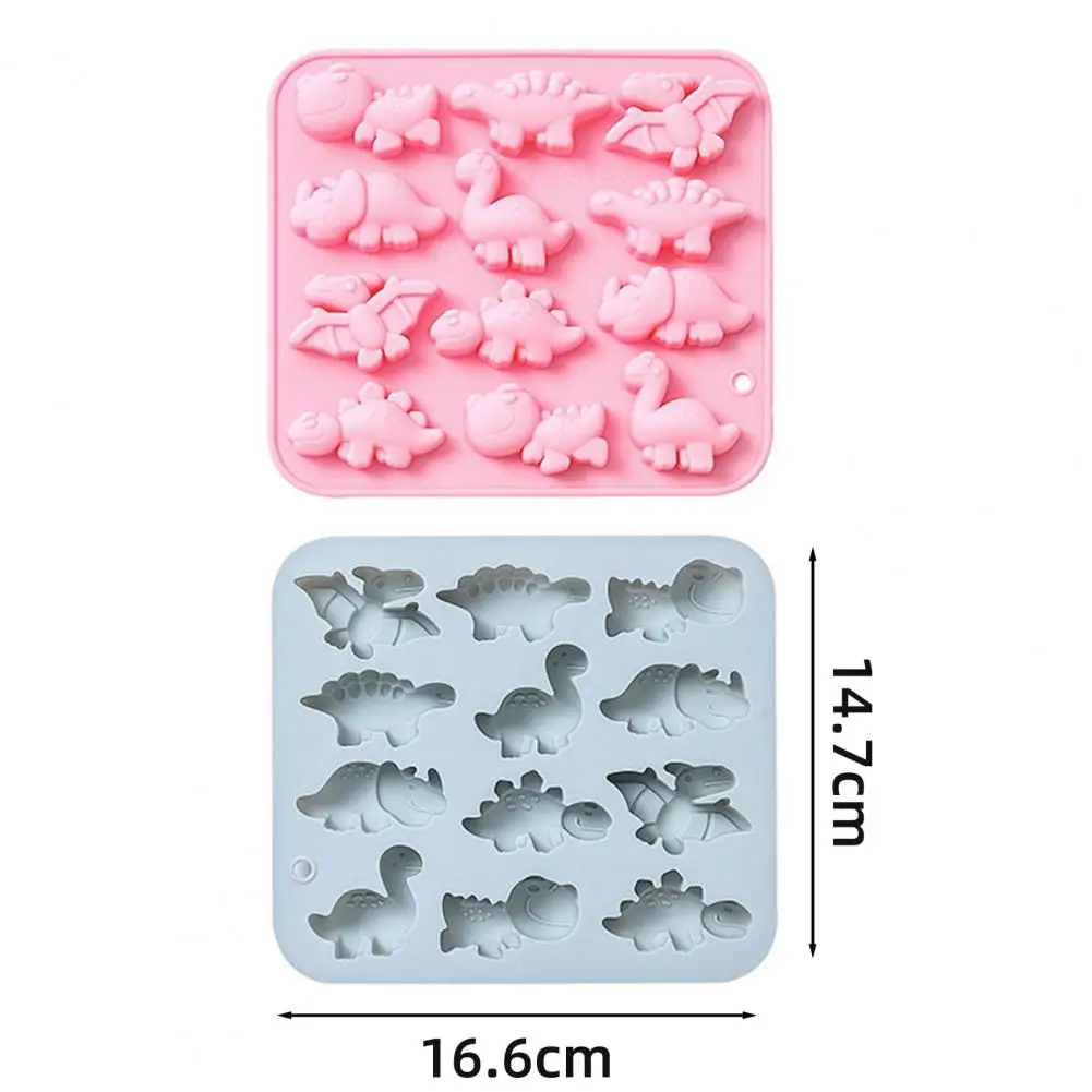 Silicone Dinosaur Mold Dinosaur Ice Mold Silicone Tray with 12 Cavity 6 Funny Shapes for Kids Baking Supplies Cake for Chocolate