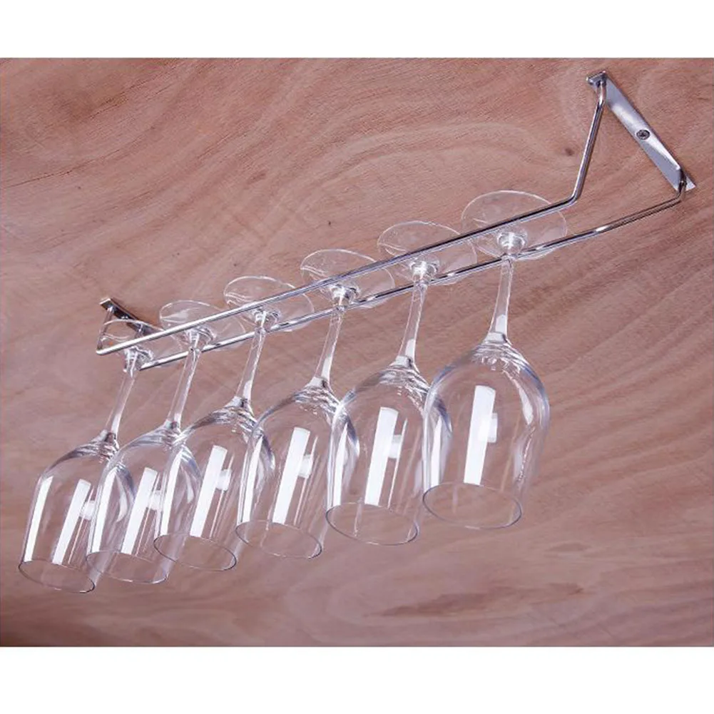 1 Pcs 1-5 Rows Stainless Steel Wall Mount Kitchen Organizer Stemware Wine Glass Hanging Rack Holder Shelf Bathroom Accessories