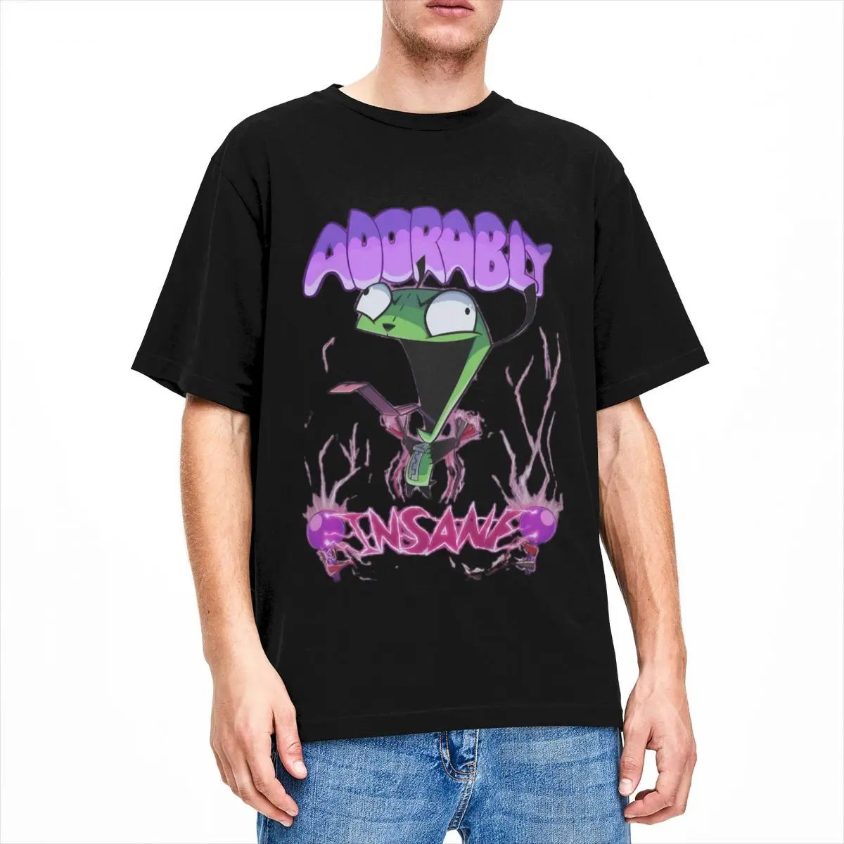 Funny Invader Zim Adorably Insane T-Shirt Men Women's Crewneck Pure Cotton Kawaii Zim Short Sleeve Tees Plus Size Clothes