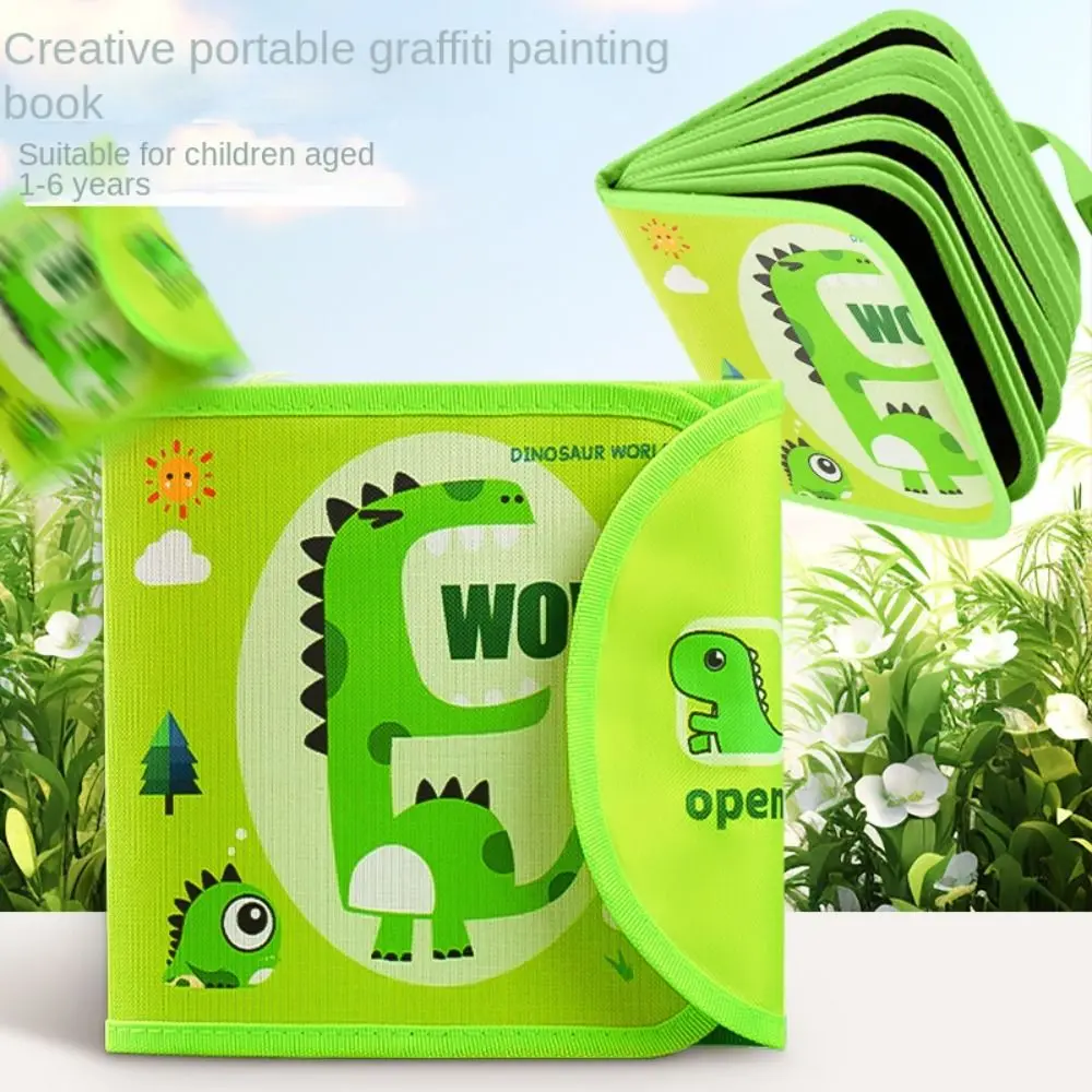 

Educational Children Blackboard Reusable 6 Pages Coloring Books Portable with Water Chalk Pens Graffiti Book Kids Toys