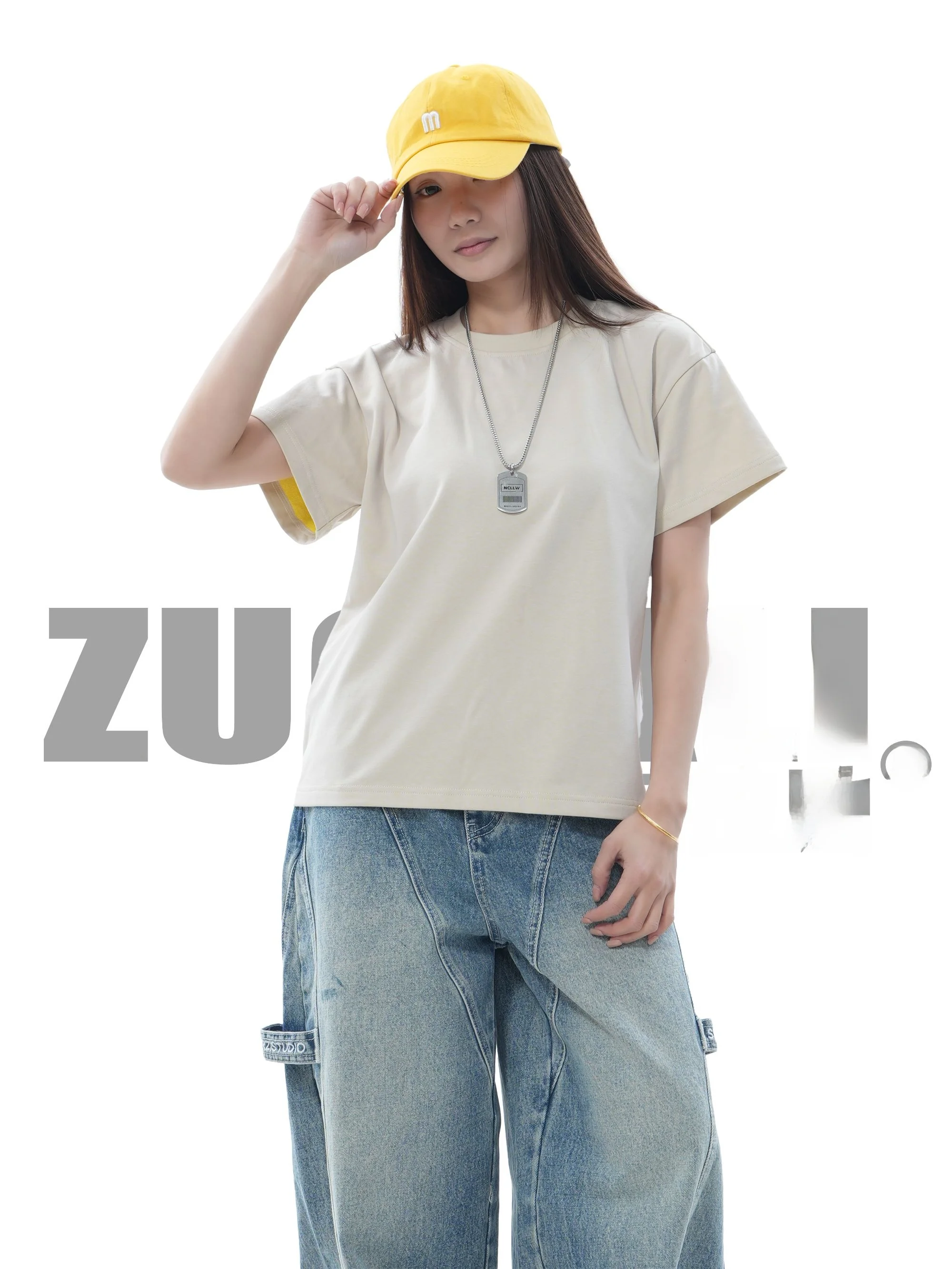 

ZUOLALI Wed Color Blo Design round Ne ort Sve T-irt Women's Loose Fit Cotton Polyester Blend Waterproof