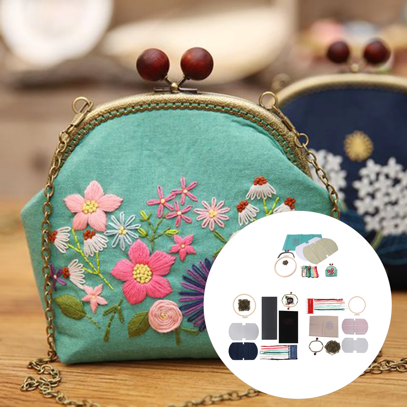 3 Pack DIY Embroidery Purse Wallet Handbag 125mm 165mm 165mm w/ Supplies