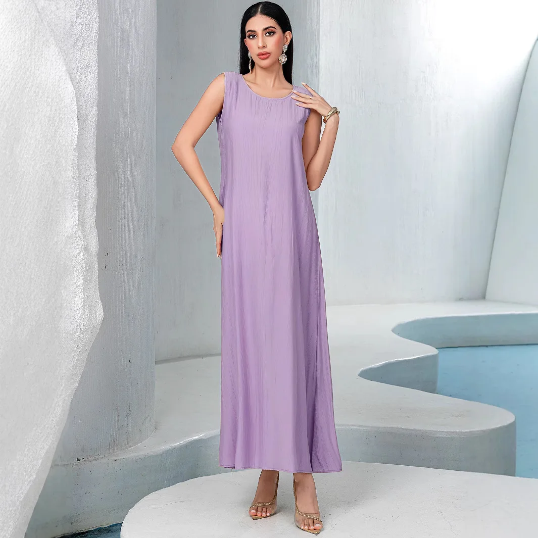 

New Solid Color Sleeveless Inner Dress for Women Dubai Abaya Muslim Vest Dresses Turkey Kaftan Kebaya Caftan Marocain Femme Robe