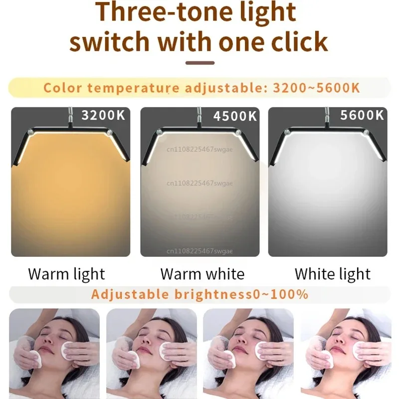 Ring Lamp for Beauty Facials Skincare Tattoo Eyebrows Filming VHalf Moon LED Lights Lamp Lash Temperature 3200K-5600K Floor LED view 4