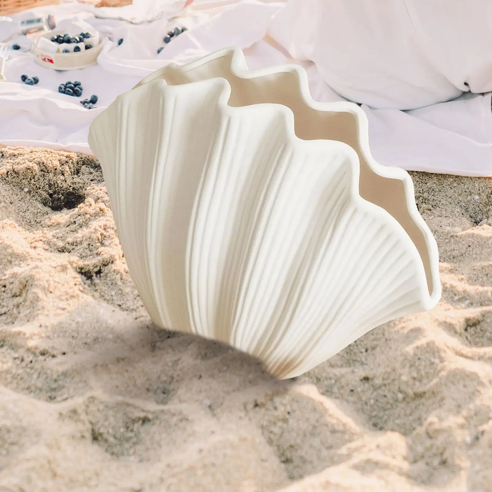 F2 Light Luxury Style Creative Shell Ceramic Vase Dried Flowers Handmade Vases Artificial Flower Decoration Living Room For Home