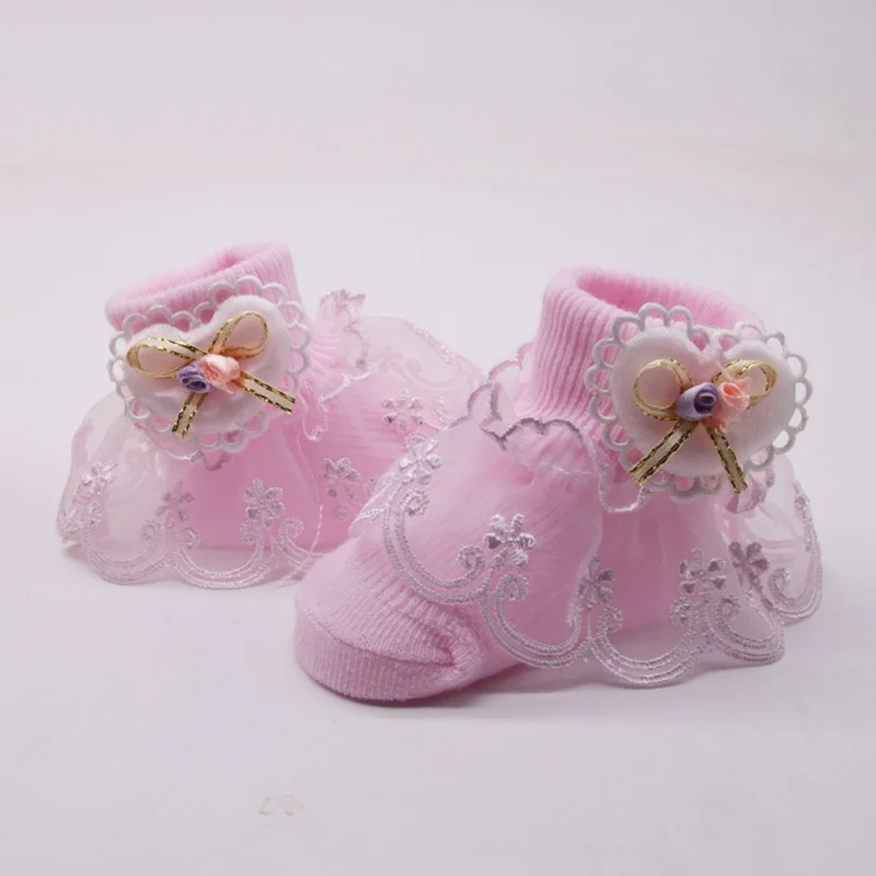 1 Pair Baby Girl Cute Socks Cotton Lace Bow Floral Print Socks Princess Party Toddler Children Socks