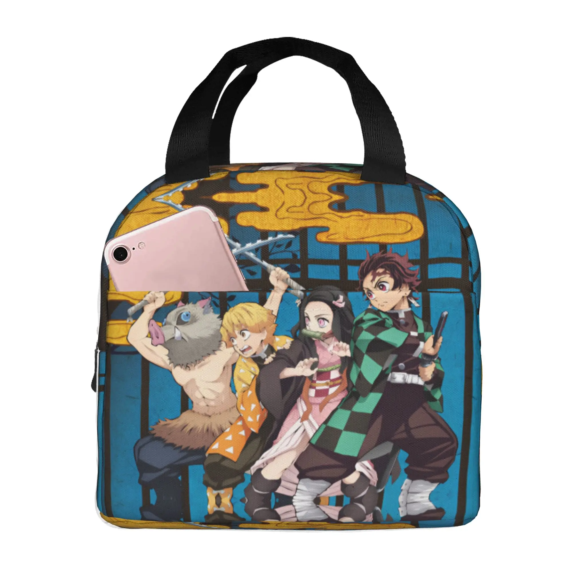 Custom Demon Slayers Insulated Lunch Tote Bag for Women Men Manga Resuable Thermal Cooler Food Lunch Box Work School Travel