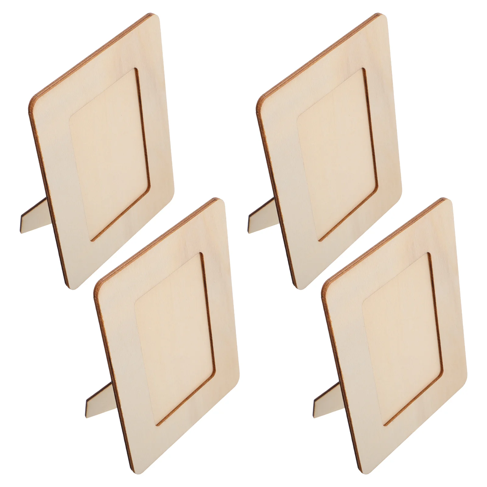 

4 Pcs DIY Wooden Photo Frame Picture for Kids Unfinished Blank Desktop Crafts Frames
