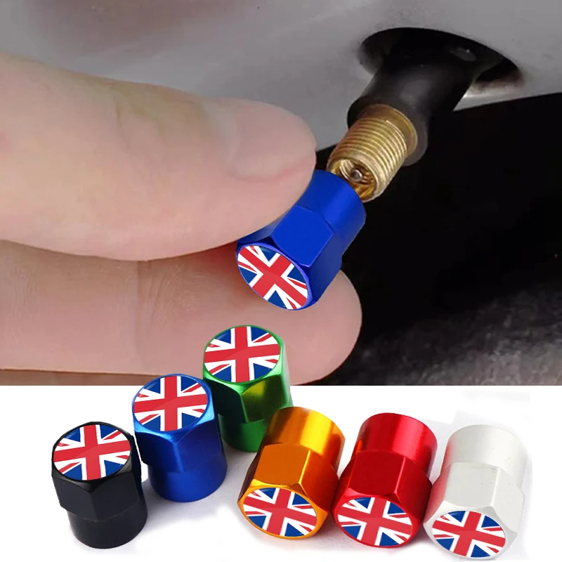 4pcs Car Wheel Valve Caps United Kingdom Flag Stickers Logo 30 countries Styling Metal Stem Cover Auto Parts Motorcycle Accessor