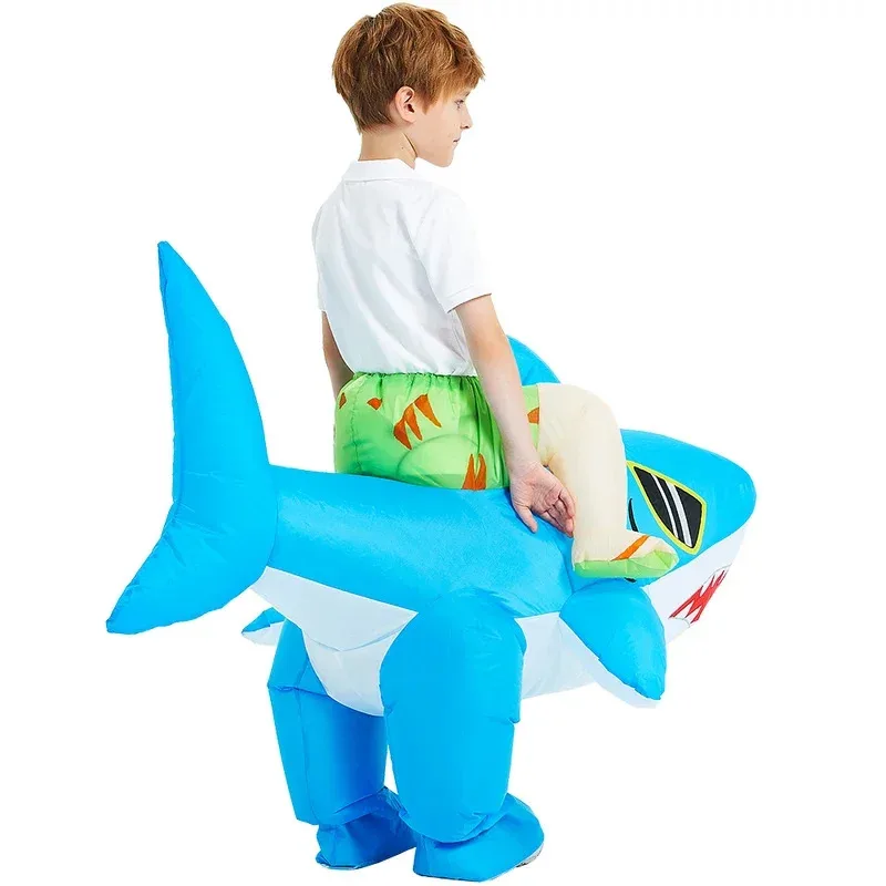 New Adult Kids Blue Shark Inflatable Costumes Anime Mascot Fancy Role Play Disfraz Halloween Party Cosplay Costume Dress Su NM35 view 6