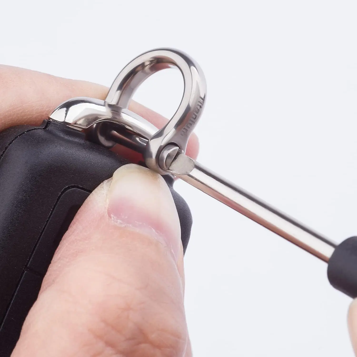 FEGVE titanium D-Rings with Screw Shackle, U Shape Key Chains Rings, Car Keys Tools
