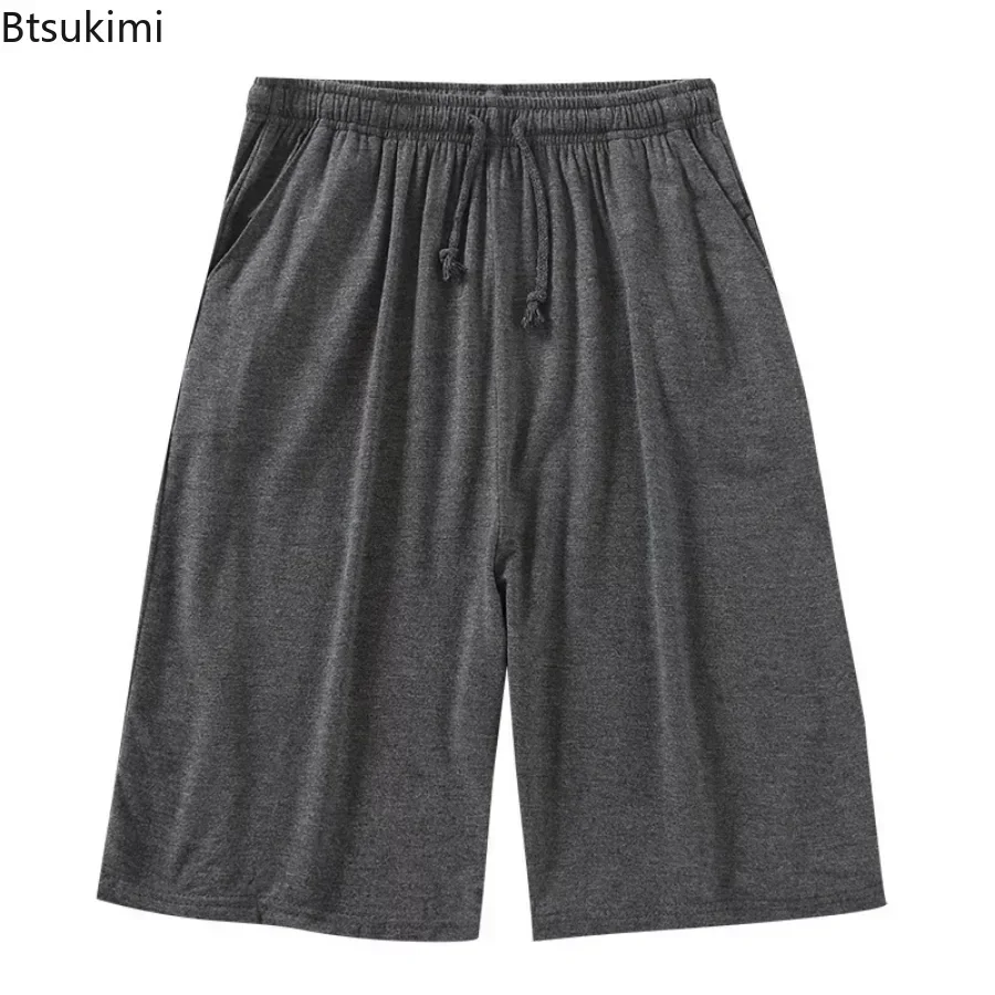 Summer New Men\'s Solid Casual Pajama Shorts Fashion Simple Modal Cotton Sleep Bottoms Men Soft Beach Short Trousers Plus Size8XL