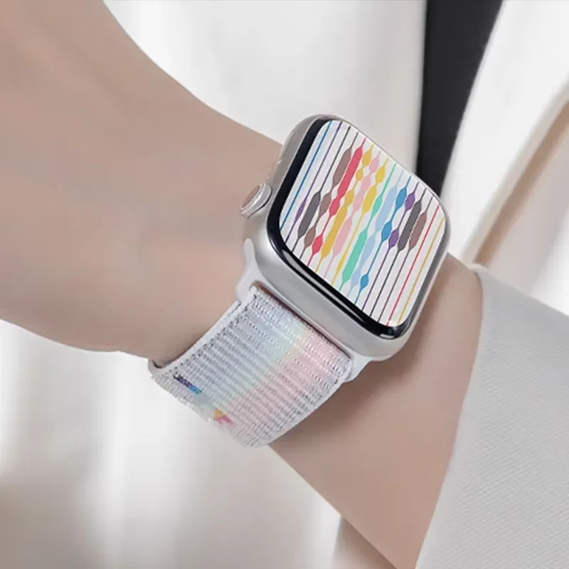 Nylon Loop Strap for Apple Watch Band 49mm 45mm 44mm 42mm 46 40mm 38 mm Bracelet IWatch 10 9 8 7 6 5 SE 4 Ultra 2 3 Correa bands
