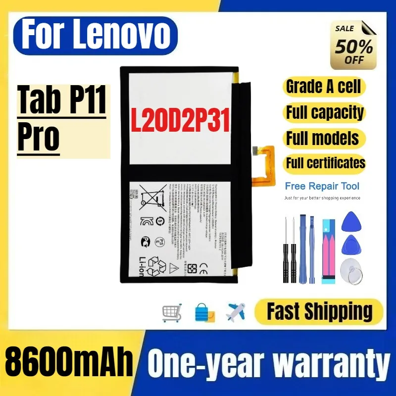 

L20D2P31 for Lenovo Tab P11 Pro Tablet Battery High Quality High Capacity Battery Replacement Bateria Grade A Cell with Tools