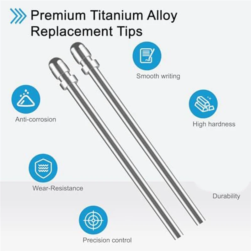 -A15I No Wear Out Titanium Replacement Pen Tips, 2 Smooth And Precise, With Installation Tool, Universal Pen, Digital Pen, Easy