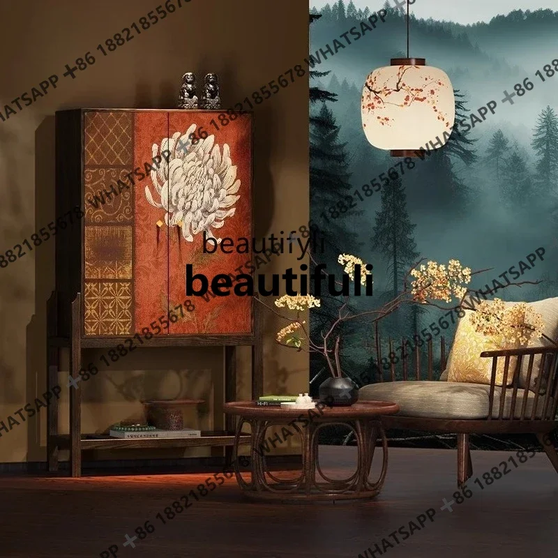 X Light Luxury Entryway Solid Wood Console Table Dining Side Wall-Mounted Integrated Living Room Sofa Storage Side Cabinet