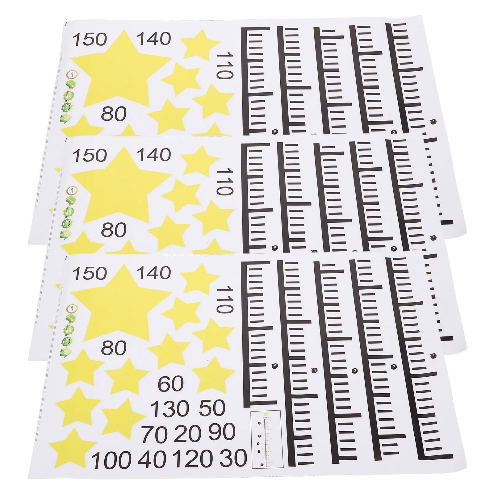 

3Pcs Kids Growth Chart Wall Sticker Star Themed Height Measurement Decoration Nursery Room Toddler Height Tracking Ruler