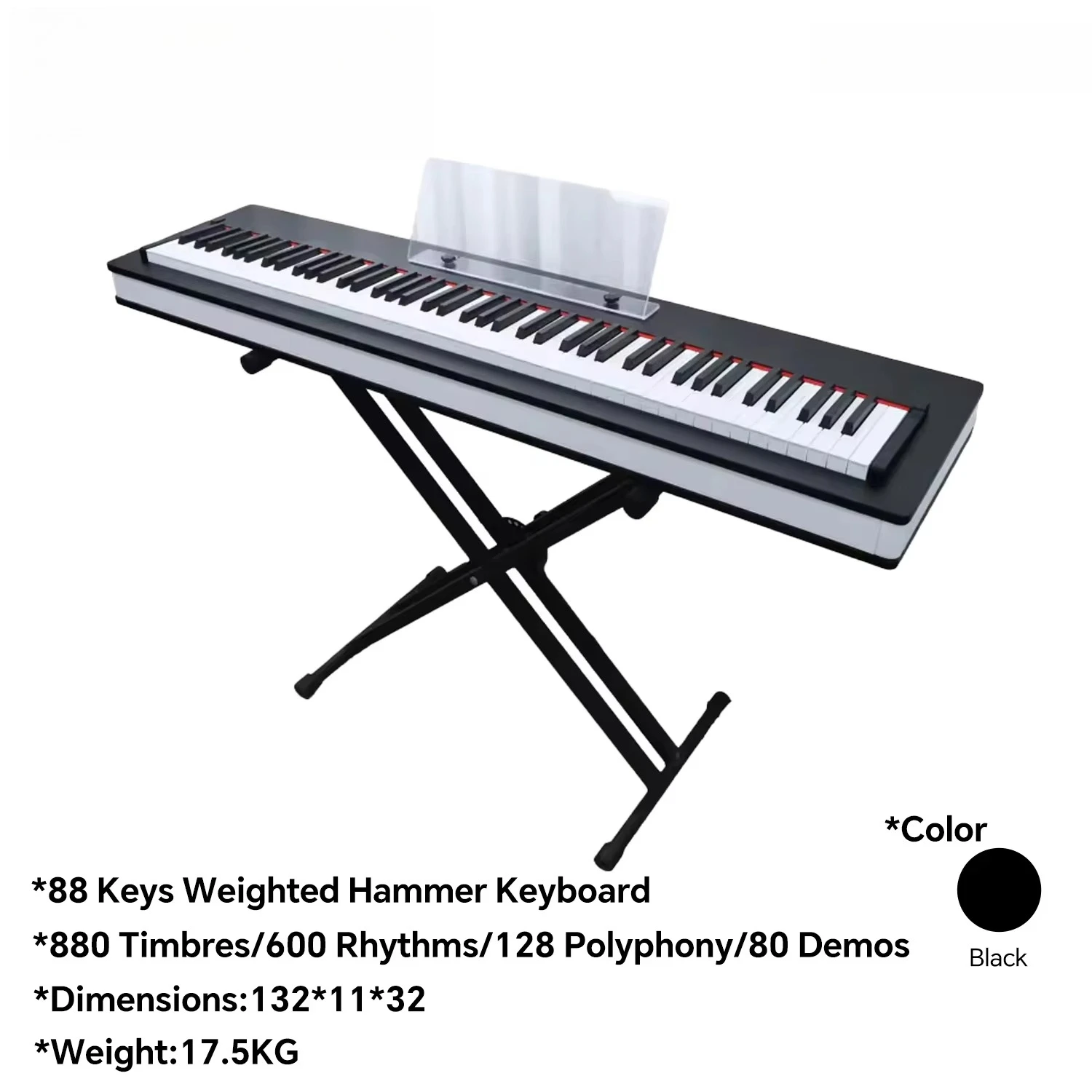 88 Keys Upright Digital Piano Graded Hammer Action Electronic Keyboard with 3 Pedals and Solid Wood Soundboard for Daily Use
