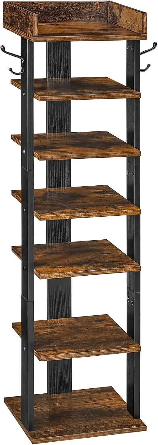 

Vertical Shoe Rack for Front Door Entryway, 7 Tier Wooden Shoe Organizer with , Narrow Shoe Tower for 7 Pairs, Space Saving, fo