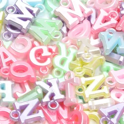 50pcs Mixed Letter Charms Beads Shiny Color Alphabet Acrylic Beads For Jewelry Making DIY Bracelet Necklace Earrings Accessories