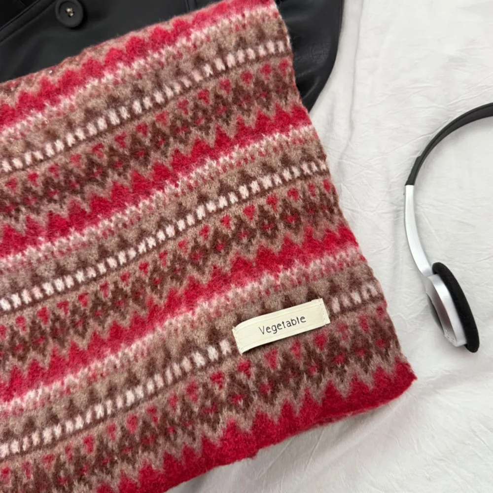 مزيج الصوف المرقعة وشاح المرأة هندسية مطبوعة رشاقته الشتاء اكسسوارات موضة الدافئة شال الأوشحة echarpe فام bufanda #2