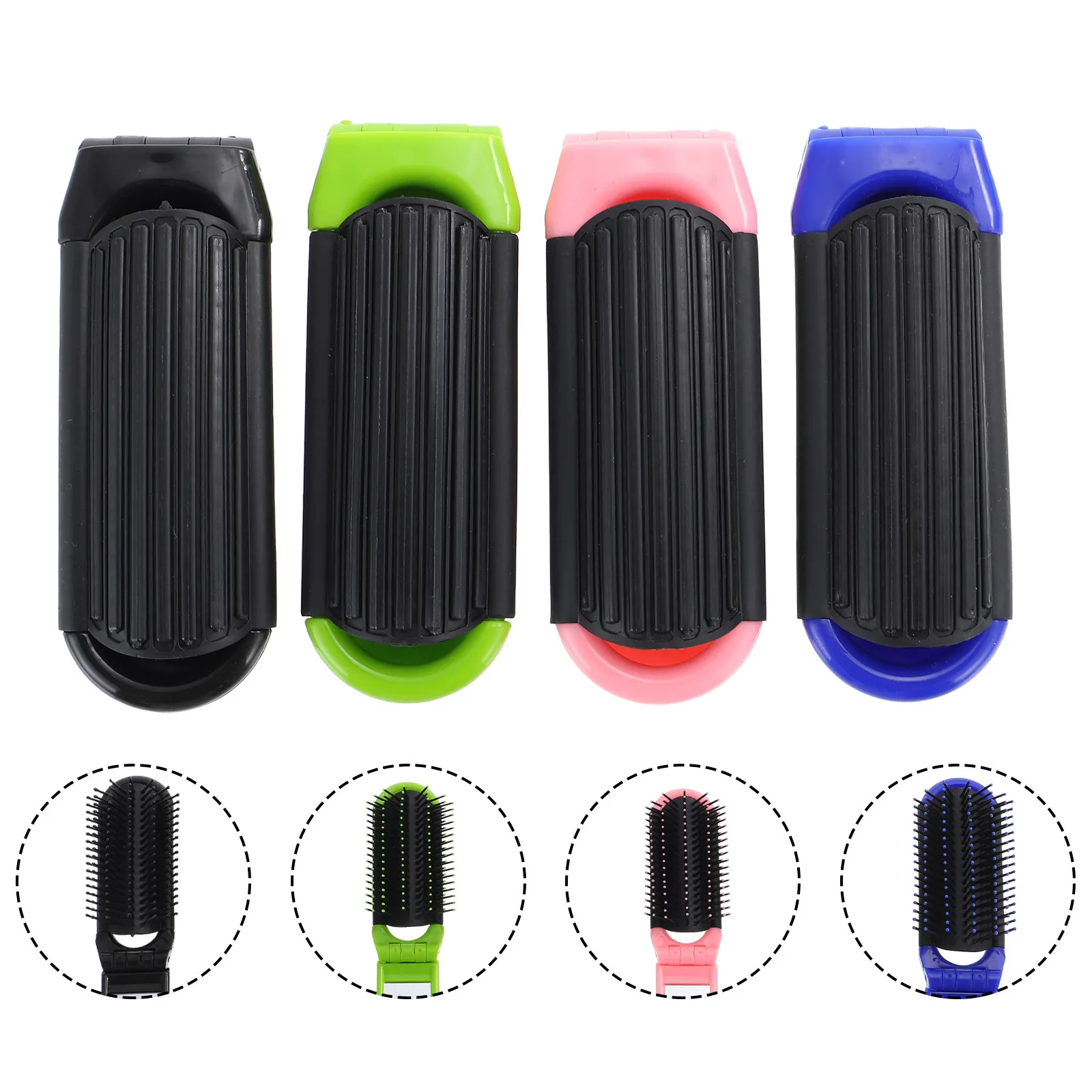 

4Pcs Folding Hair Brush Portable Mini Travel Hair Comb Compact Folding Mirror Pocket Hairbrush PP Material Ergonomic Design