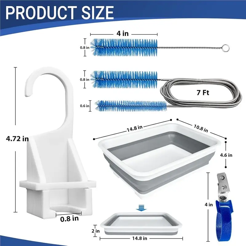 B04C-CPAP Tube Cleaning Kit(9 Pack), Hose Holder& Tube Clips, For Standard 15-22Mm Diameter Tubing