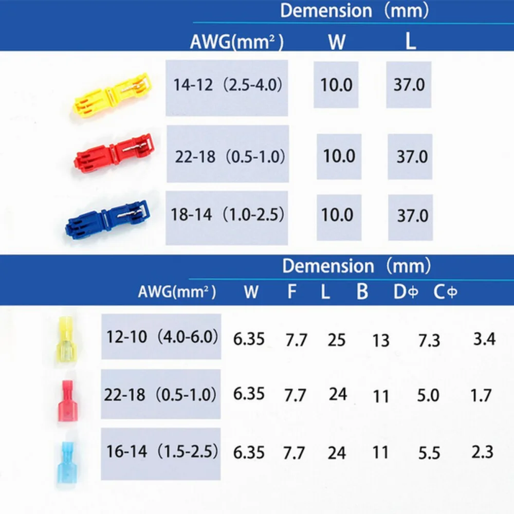 100/60 шт., Т-образные соединители для кабелей