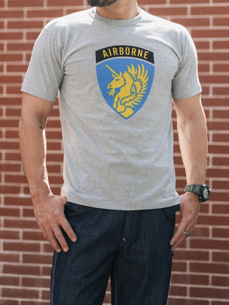 

Футболка из чистого хлопка в американском стиле ретро, футболка Non Sto Luy Thirteen orn Airborne, повседневная круглая футболка с мультяшным принтом