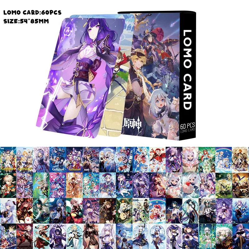 Genshin Impact Lomo Card, alta calidad, HD Photocard, regalo de decoraciรณn de colecciรณn para fanรกticos, juego de 60 piezas