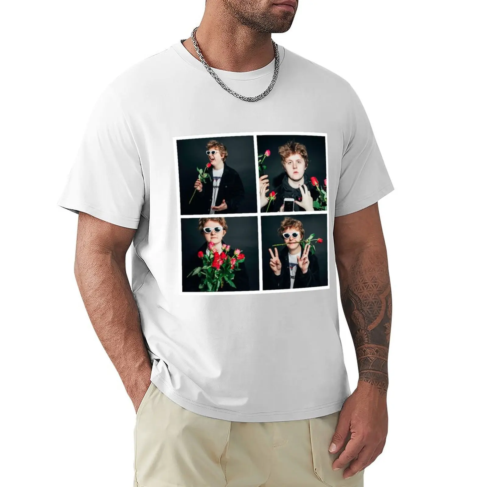 Lewis Capaldi 4 Photo Roses Collage T-Shirt customs design your own summer clothes tops anime mens t shirt