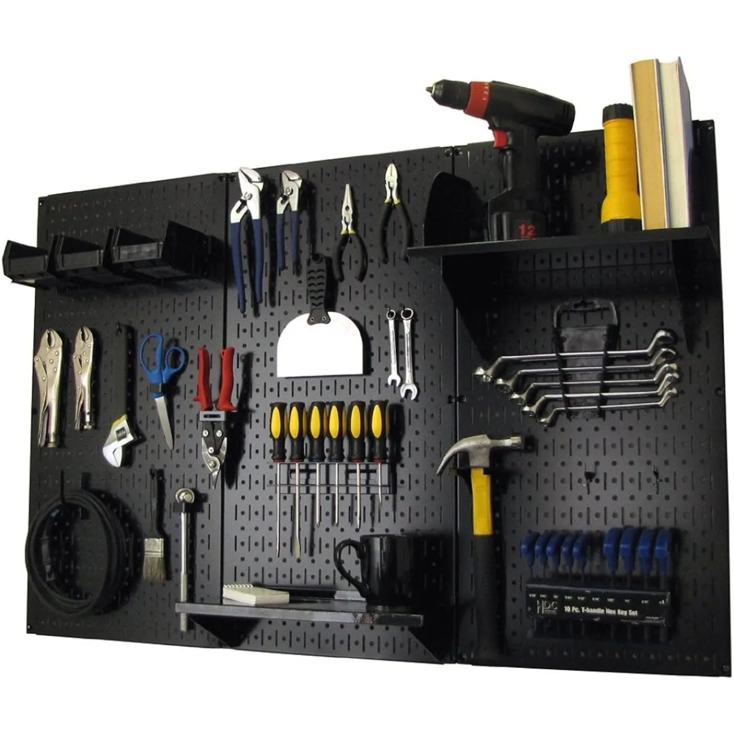 Metal Pegboard Storage Kit, Controle de parede, Ferramenta padrão, Black Toolbox, Black Acessórios, Novo, 4 pés