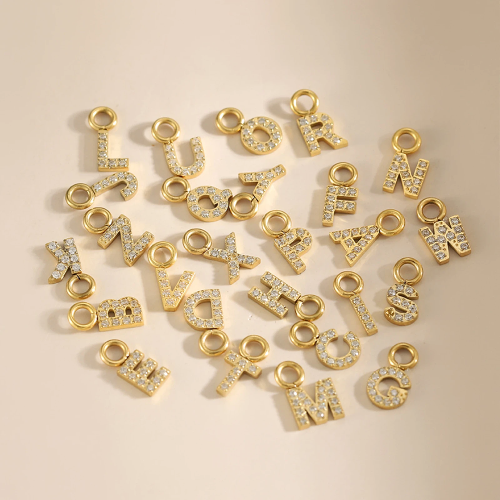 26Pcs/Set Stainless Steel A-Z Letter Charms Inital Name Little Pendant For Women's DIY Earrings Bracelet Necklace Making Finding