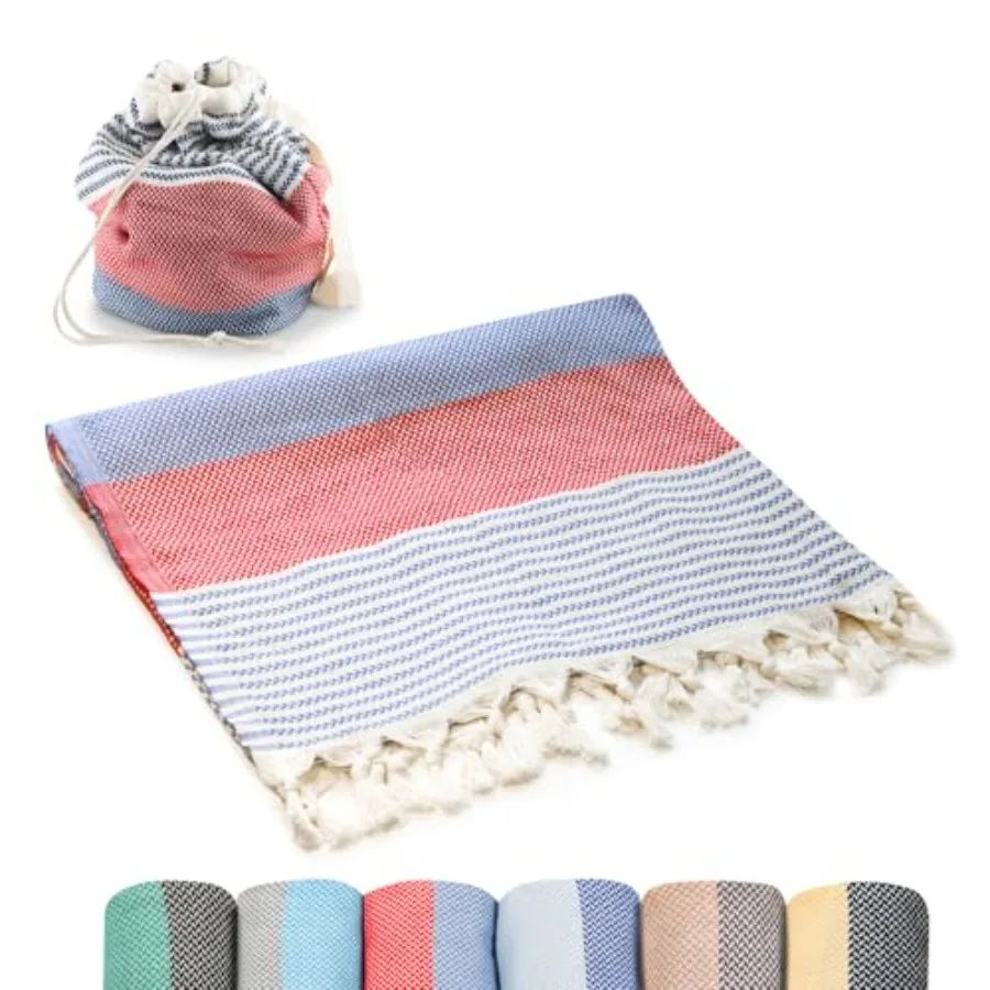 

Turkish Beach Towel hes Converts to a Bag Oversized 100% Cotton Bath Towels Lightweight Quick-Dry Beach Blanket for Travel Picn