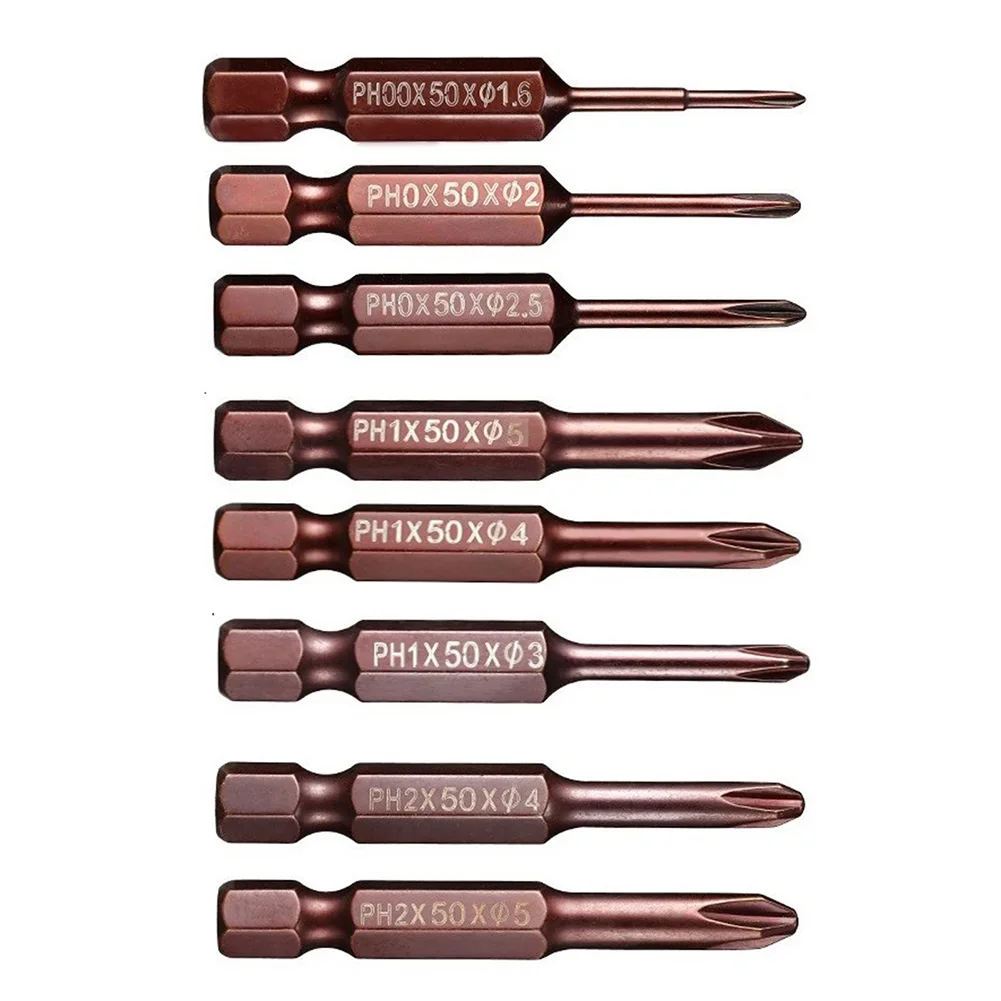 1pc 1.6/2.0/2.5/3.0/4.0/5.0mm Screwdriver Bit 1/4 Inch Hex Shank Alloy Steel Screwdriver Bits PH00/PH0/PH1/PH2 Screwdrivers