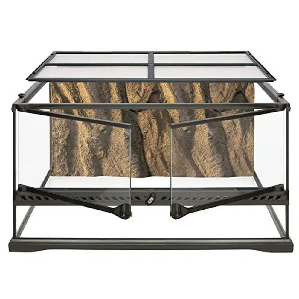 

Natural Glass Terrarium Kit Reptiles and Amphibians Front Ventilation Dual Doors Waterproof Base Stainless Steel Mesh Ideal