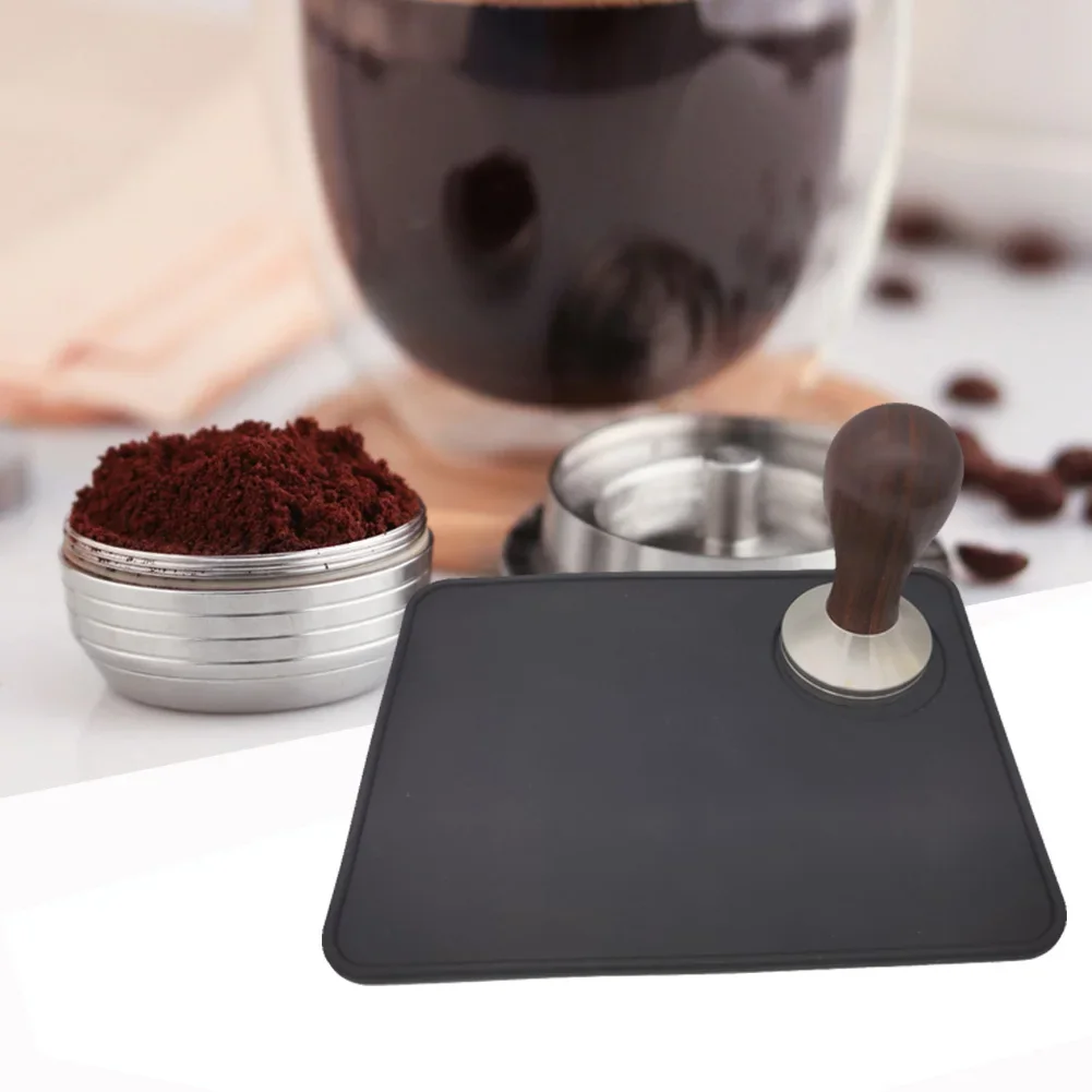 Coffee Tamping Holder Mat Anti-slip Espresso Latte Coffee Corner Edge Powder Pad Square Silicone Surface Protector