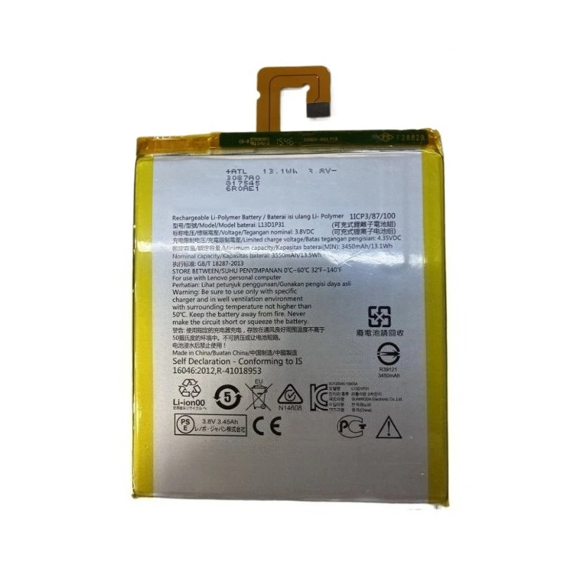 Tablet PC Battery 3.8V 3550mAh L13D1P31 For Lenovo Pad A3500 S5000 S5000F Tab 2 A7-10F A7-20F Tab3 710F 710I New High Quality
