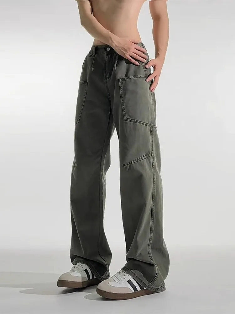 

Мужские джинсовые джинсы на подкладке Fce, весна-осень-зима, прямые брюки с микро-клеш, рабочая одежда, классические брюки прямого кроя