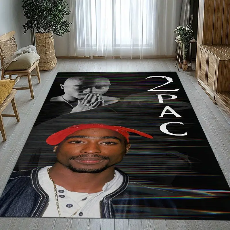 Vintage Tupac 2Pac West Coast Rap Legend Soft Non-Slip Large Area Rug for Living Room,Bedroom Carpet Mat for Sofa,Home Decor