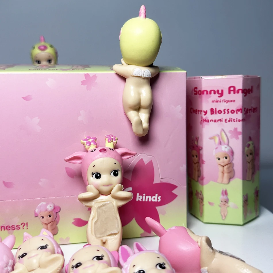 Caja ciega hippers de la serie flor de cerezo, mini figura coleccionable, decoración para teléfono, mesa, regalo de Navidad, caja misteriosa, 1-24 Uds.