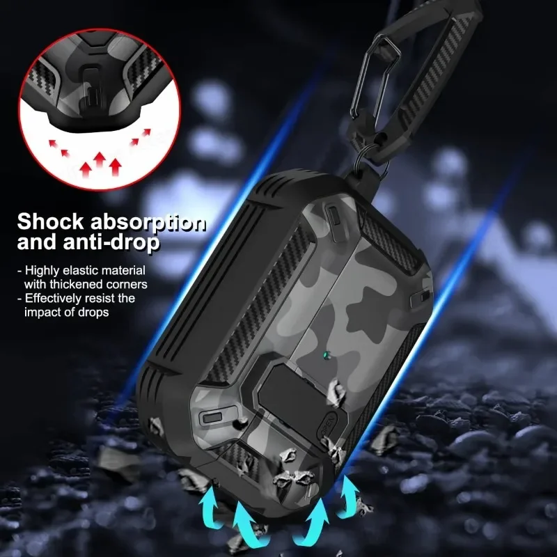 Camouflage สีเทาผู้ชายหูฟังสําหรับ airpod pro 2 gen หรูหราป้องกันฤดูใบไม้ร่วงพร้อม Secure Lock สําหรับ Air สําหรับ Pods Pro