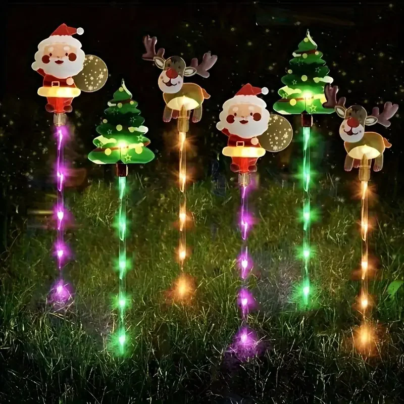 6 uds luces de estaca de Navidad con energía Solar 2024 decoración navideña Solar luces LED al aire libre impermeable jardín pasarela vacaciones 871