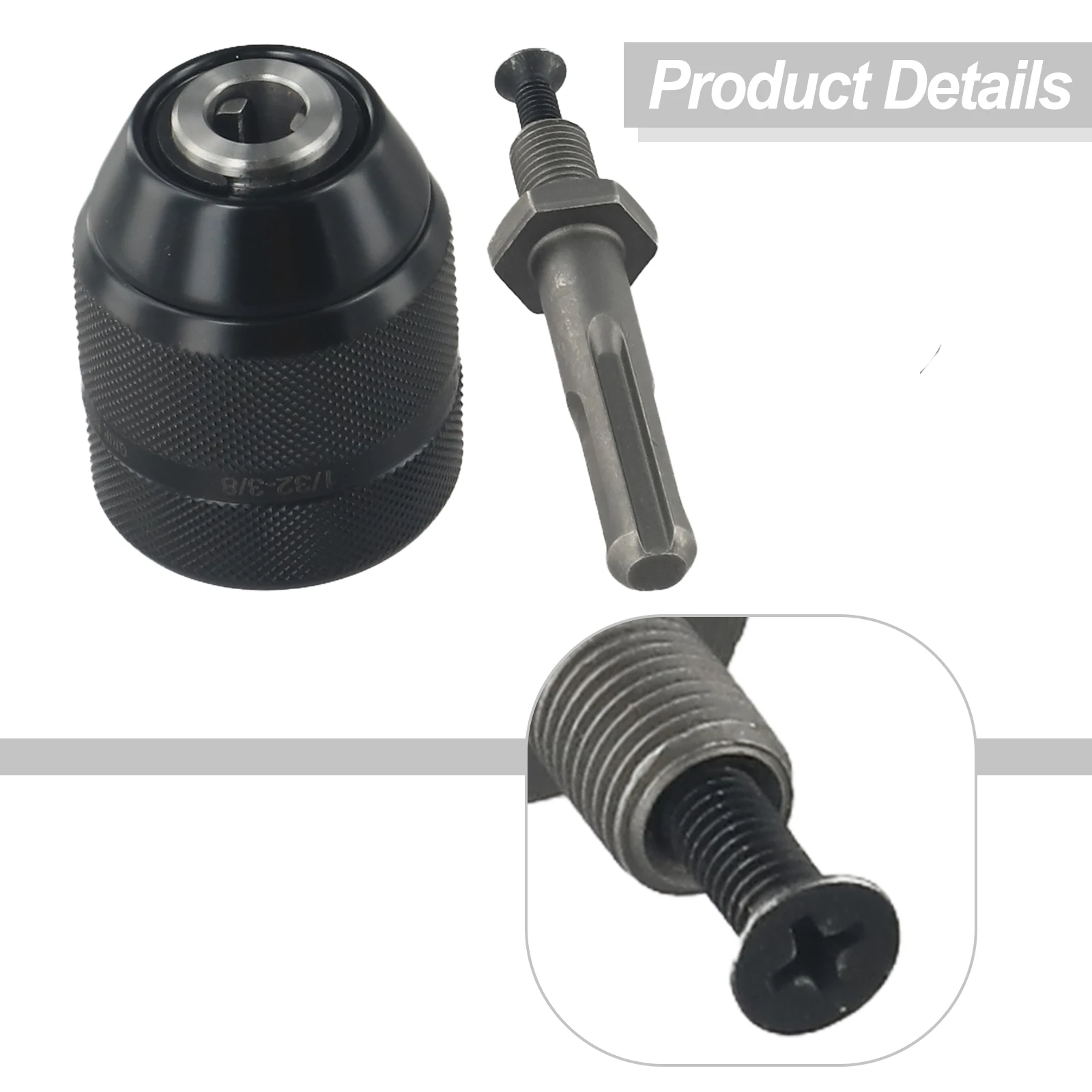 1 Set 3/8-24UNF 0.8mm-10mm Keyless Metal Drill Chuck With Heat Treatment With Quick Change Adapter Power Tool Accessories