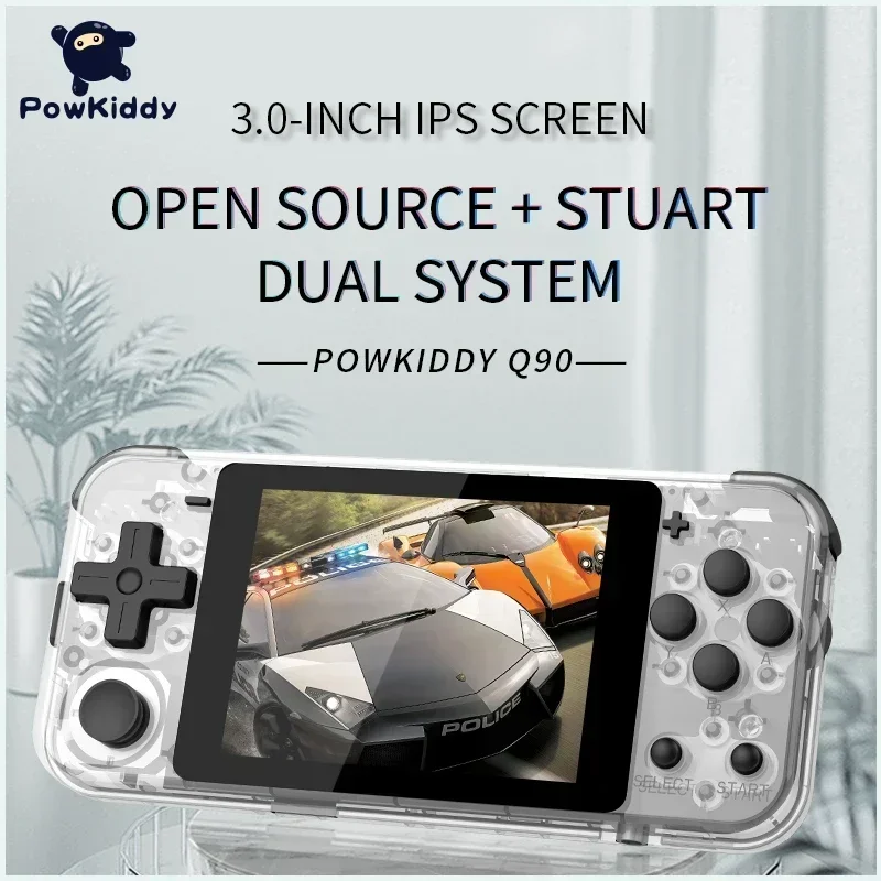 POWKIDDY Q90 3inch IPS Screen Handheld Console Open Source Linux System 3D Game Players 16 Simulators Retro PS1 Consoles