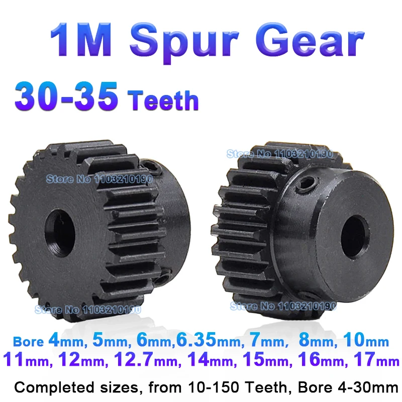 

1Pc 1M 30T-35T Spur Gear Bore 4/5/6/6.35/7/8/10/11/12/12.7/14/15/16/17mm 1 Module Pinion Motor Gear With Step Transmission Parts