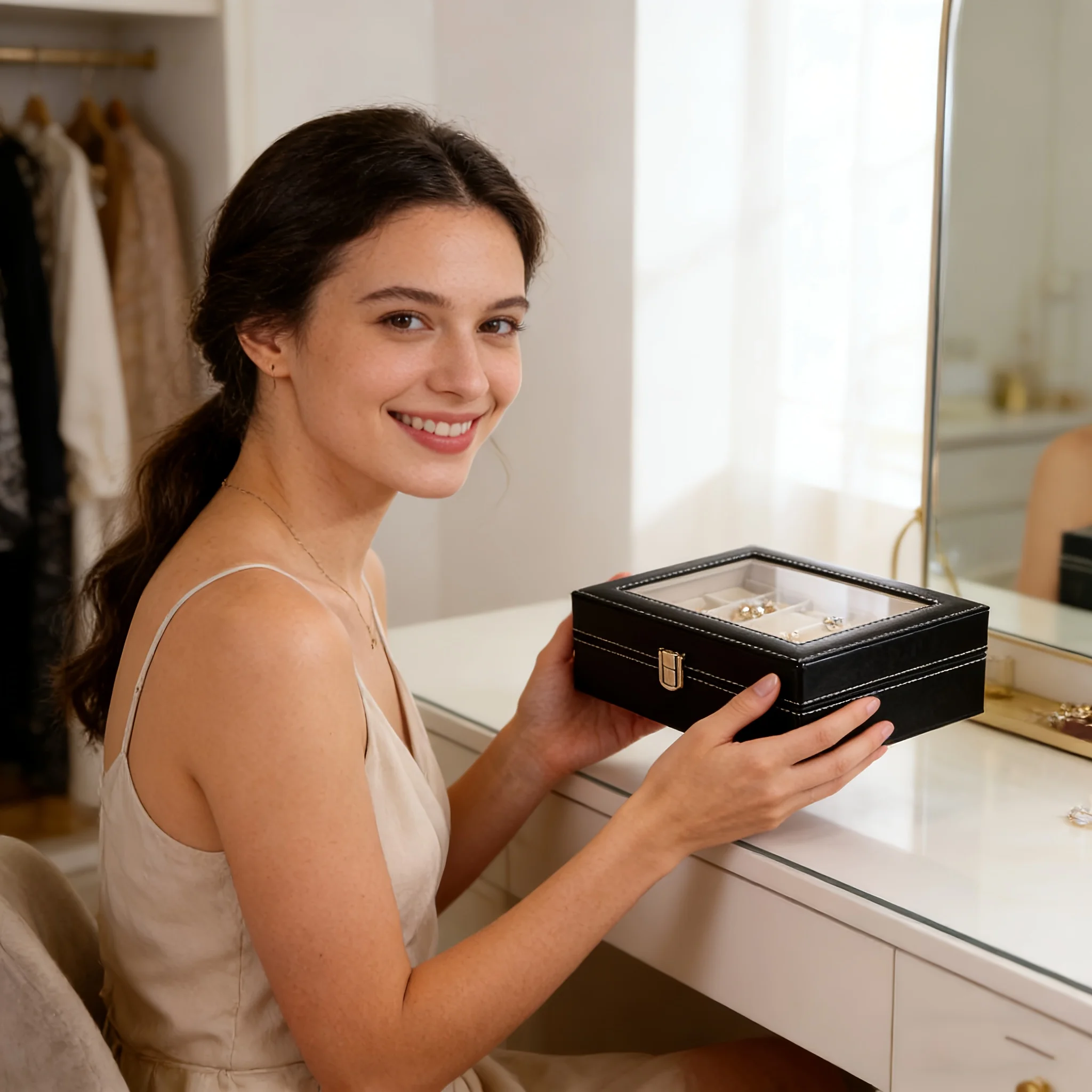 10/3 Slot Watch Box, Stores Multiple Watches, Suitable for Watches of Various Sizes, with Shock-absorbing Foam Cushions