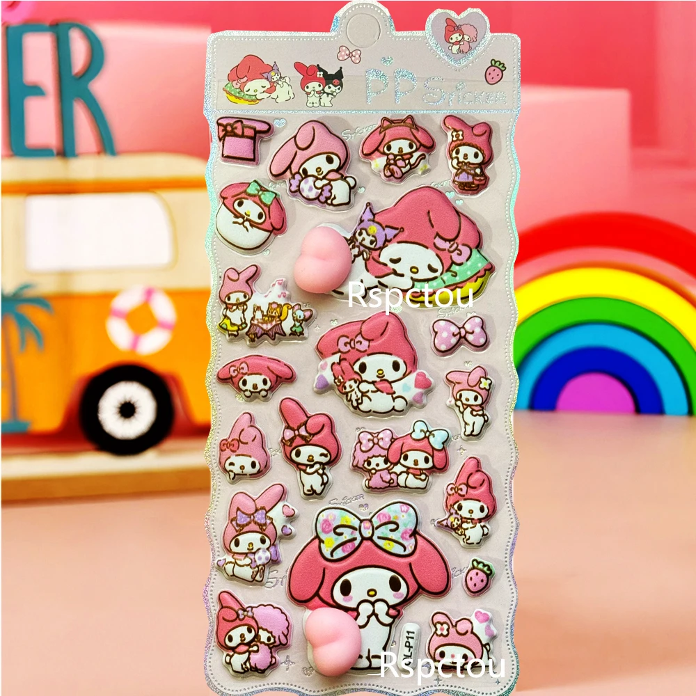 3 個かわいいサンリオクロミメロディー尻 3D レリーフステッカーストレスリリーフスクイーズデコレーションステッカーかわいい漫画デカール報酬おもちゃ