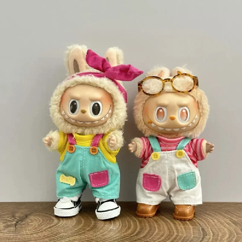 For a 17cm striped dress plush doll toy doll of Labubu first and second generation interchangeable outfits Guako Sister interc